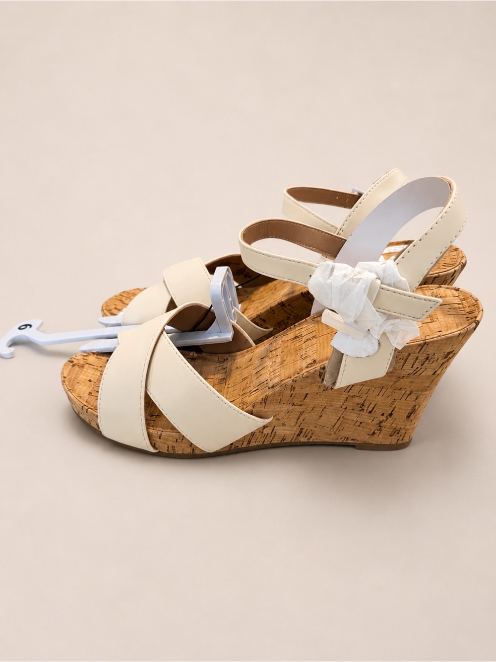 Aerosoles Cream Cork Wedge Sandals